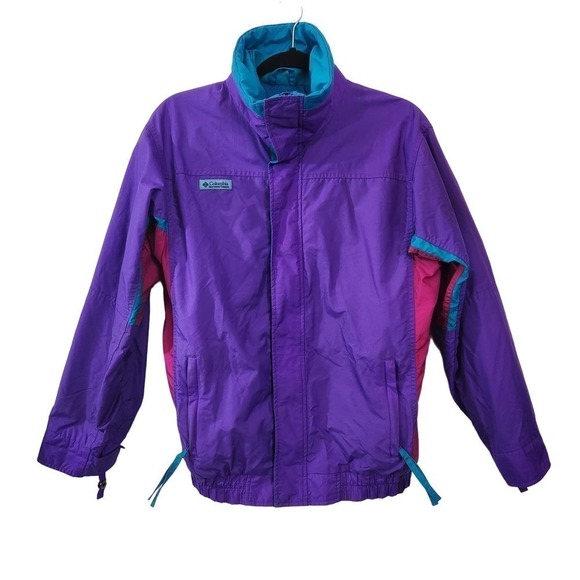 Vintage Columbia 80's 90's Colorblock Ski Jacket Purple Turquoise Pink Youth XL